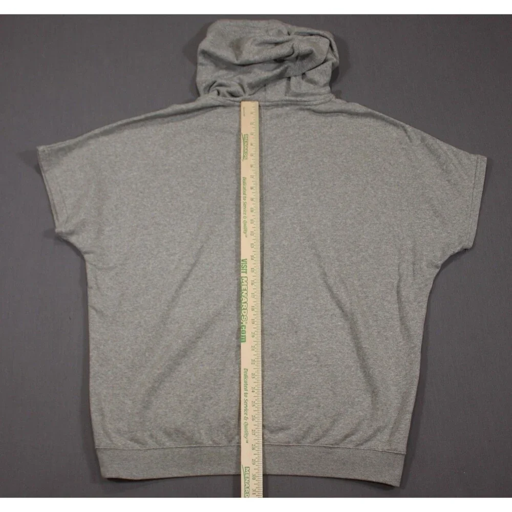 Nike Hoodie Womens XL Short Sleeve Funnel Neck Heather Gray Pullover - Picture 5 of 9